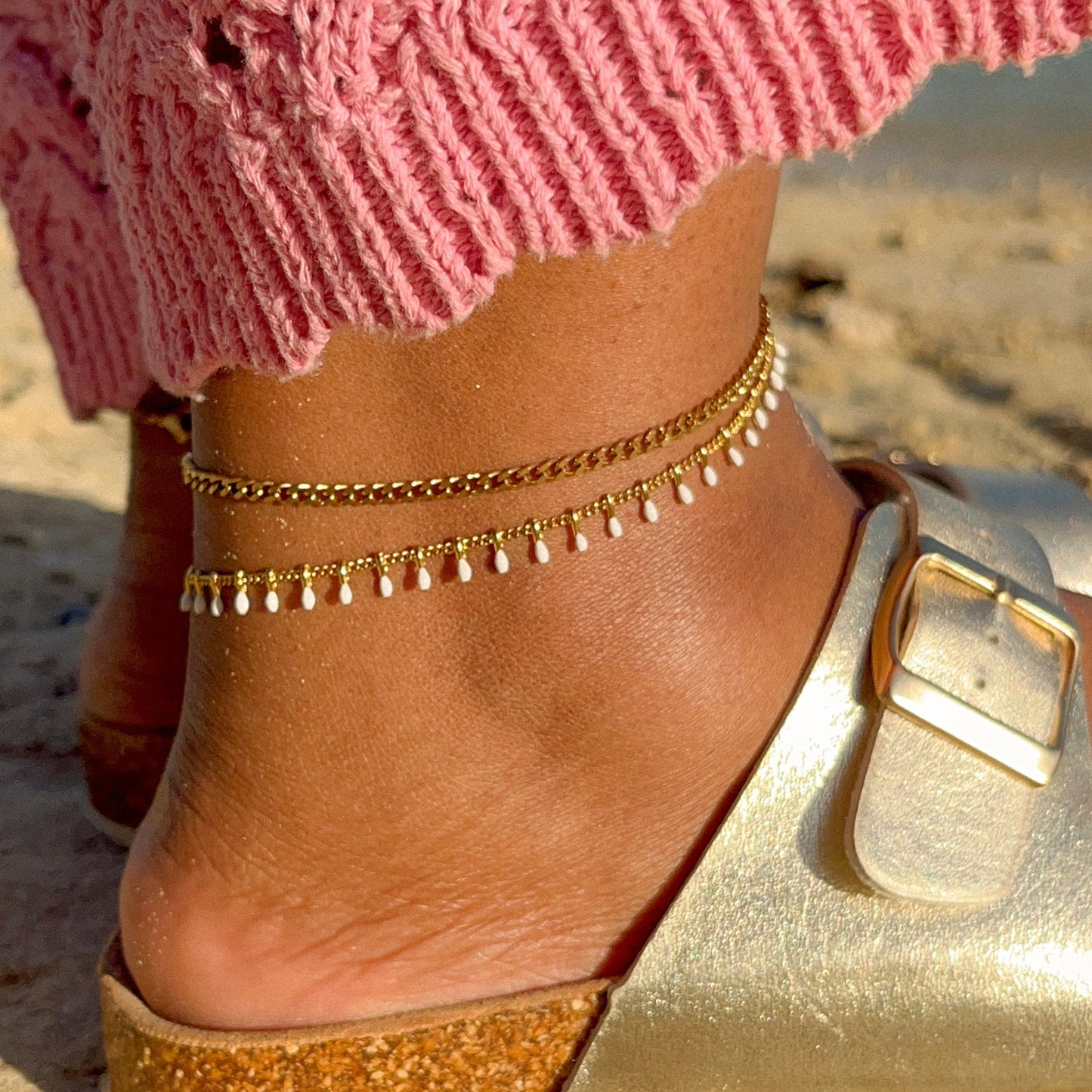White drop golden anklet