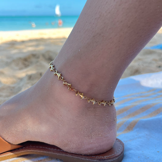 Dolphin golden anklet