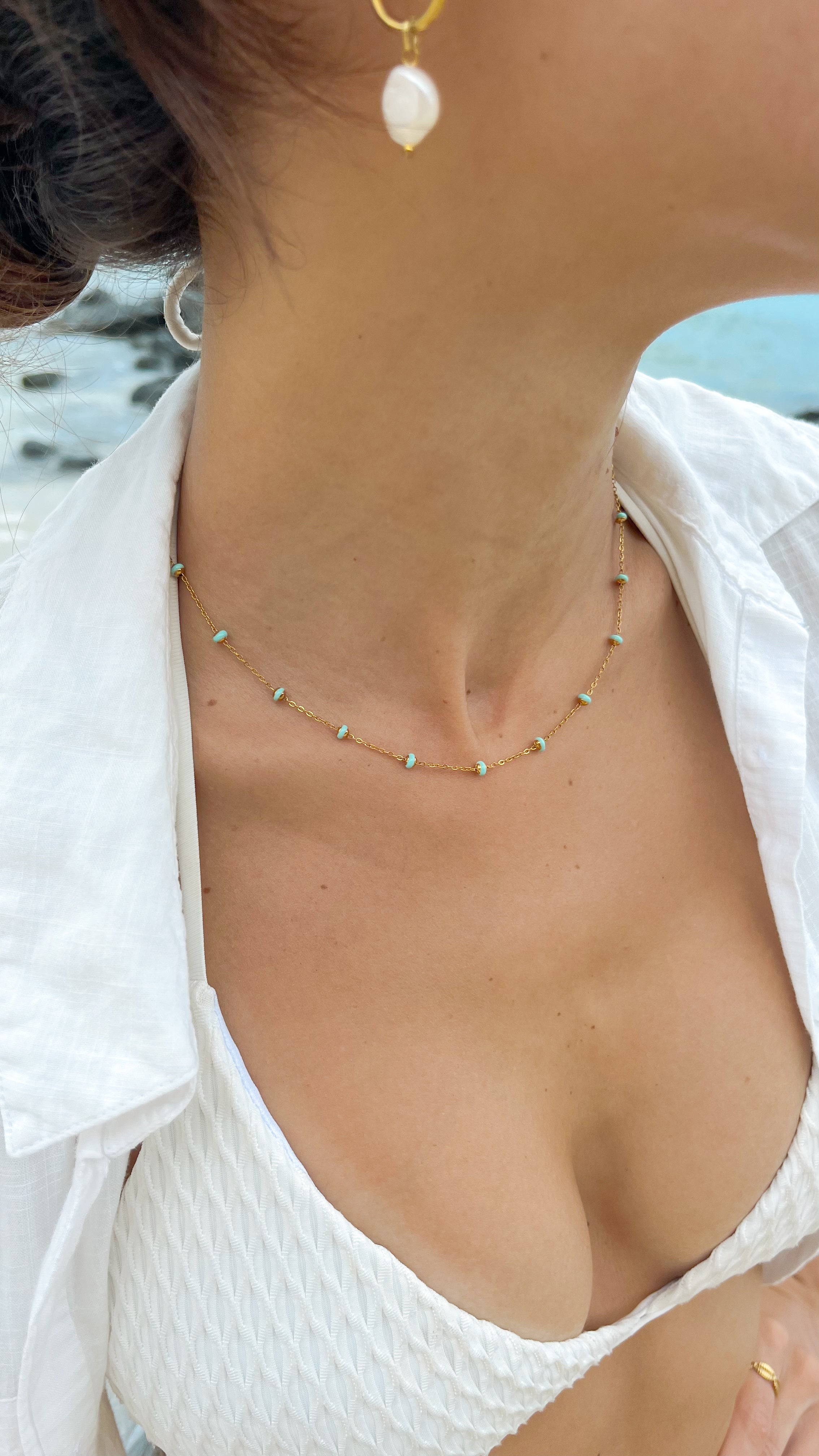 Ocean Blue Golden Necklace
