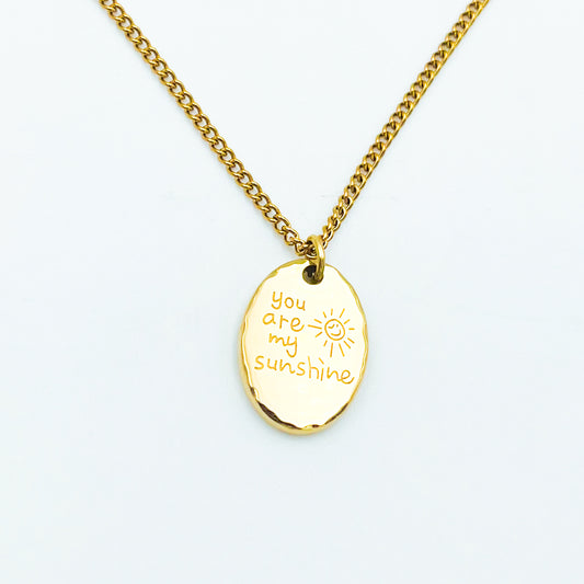 You are my sunshine golden necklace