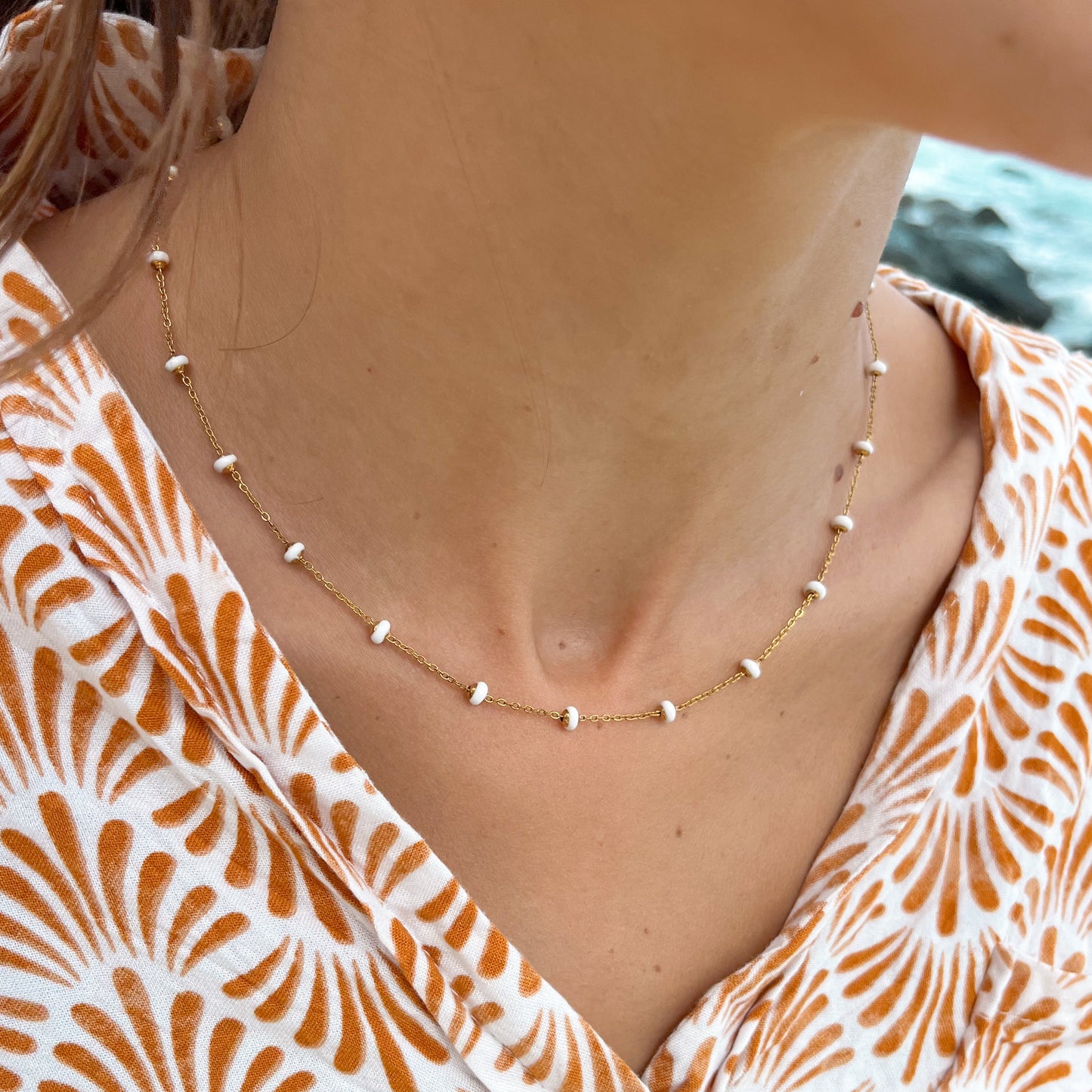 Ocean foam golden necklace