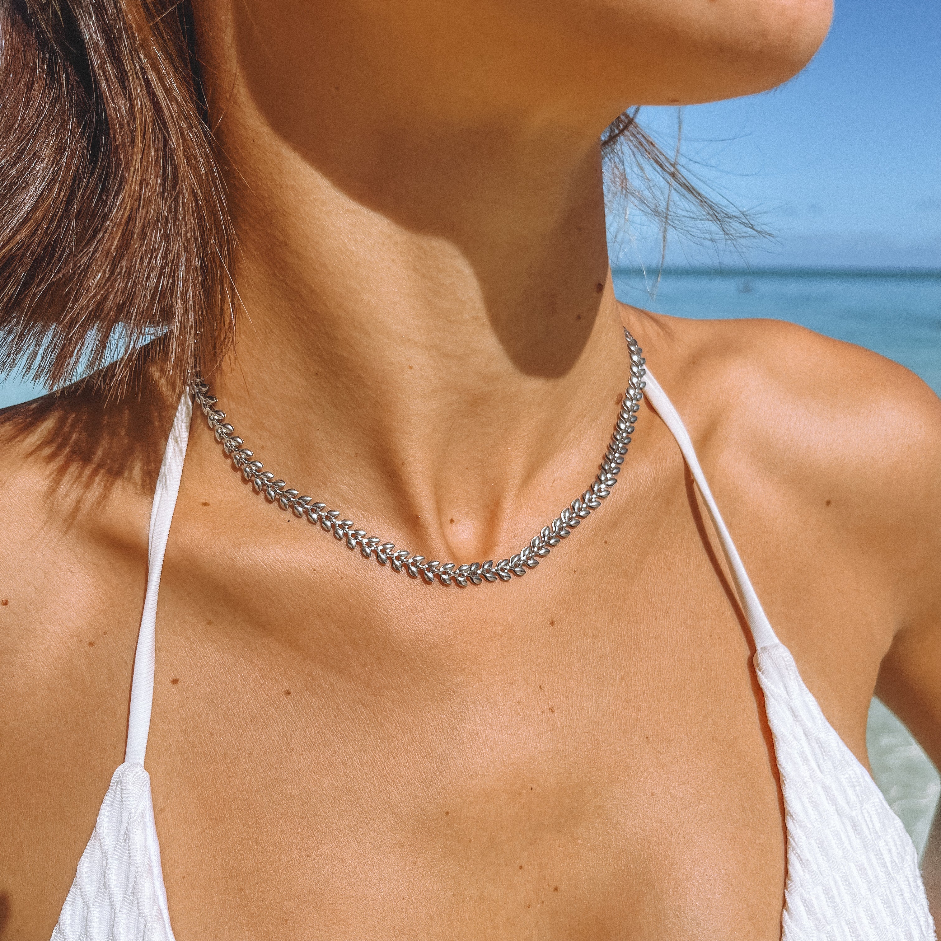 Silver fishbone necklace