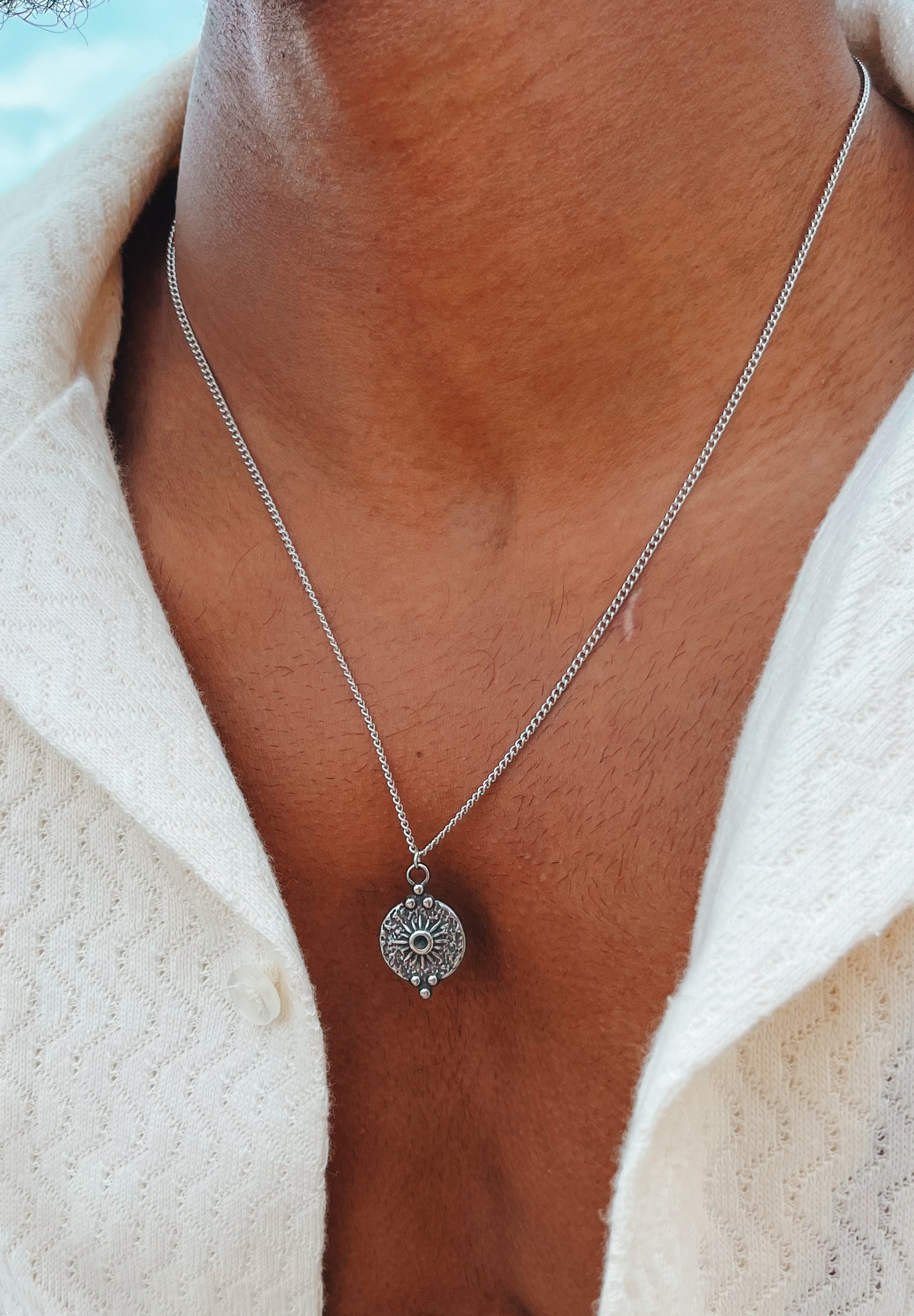 Sun antique silver necklace NowMen