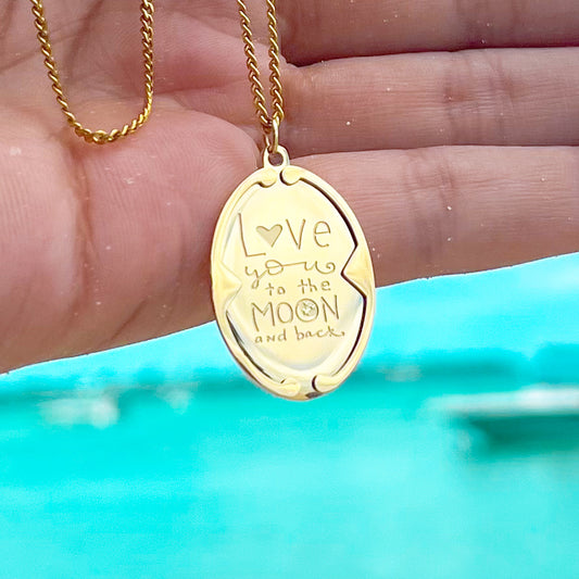 Big charm - love you to the moon & back golden necklace