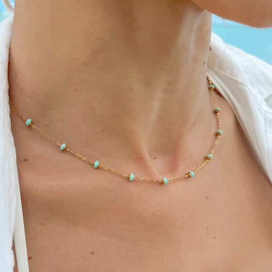 Ocean Blue Golden Necklace