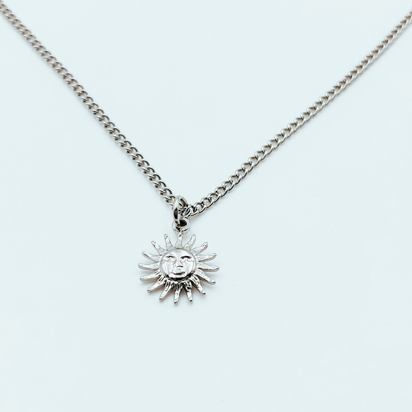 Silver sun necklace
