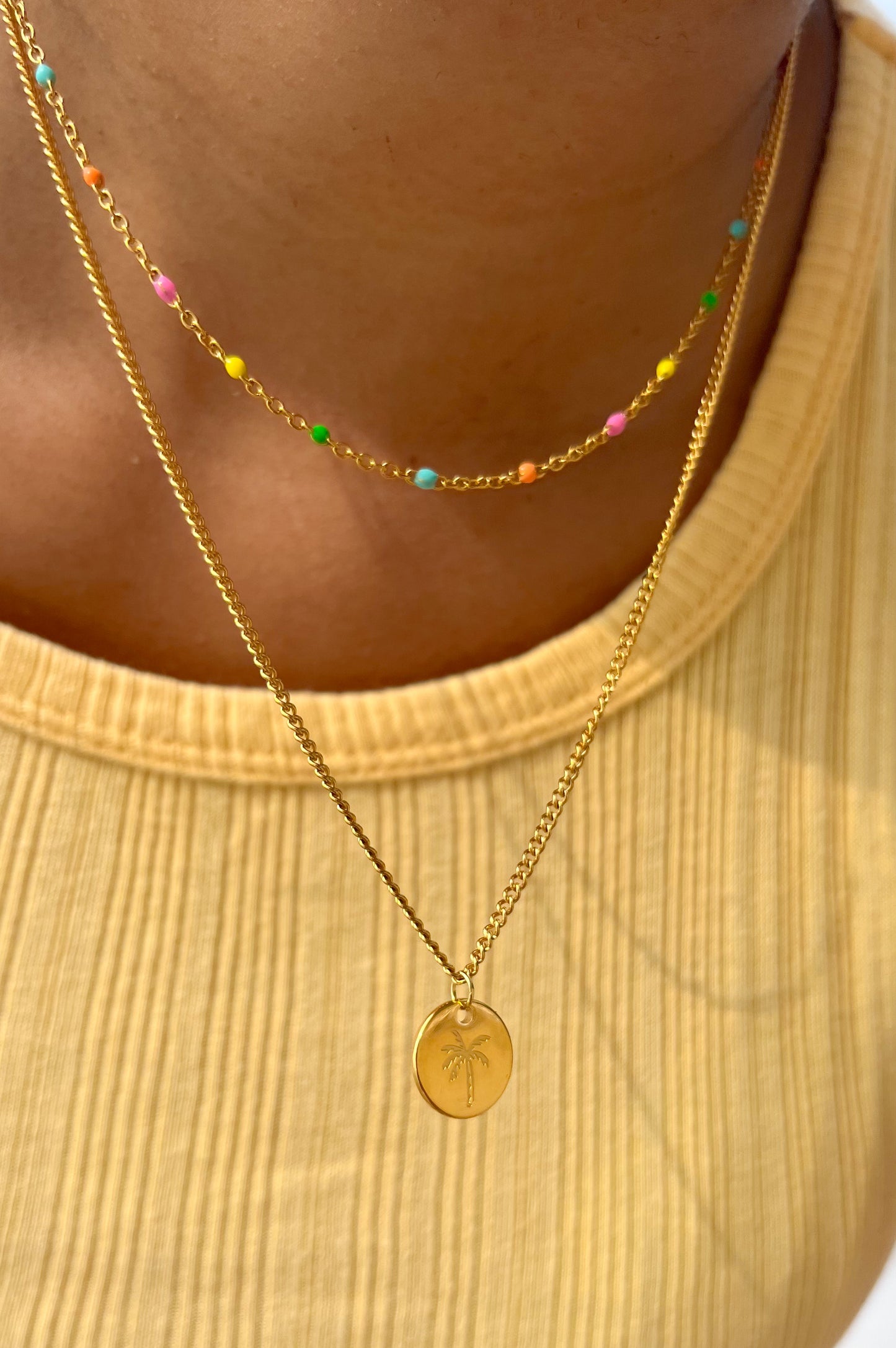 Multicolor beaded golden necklace