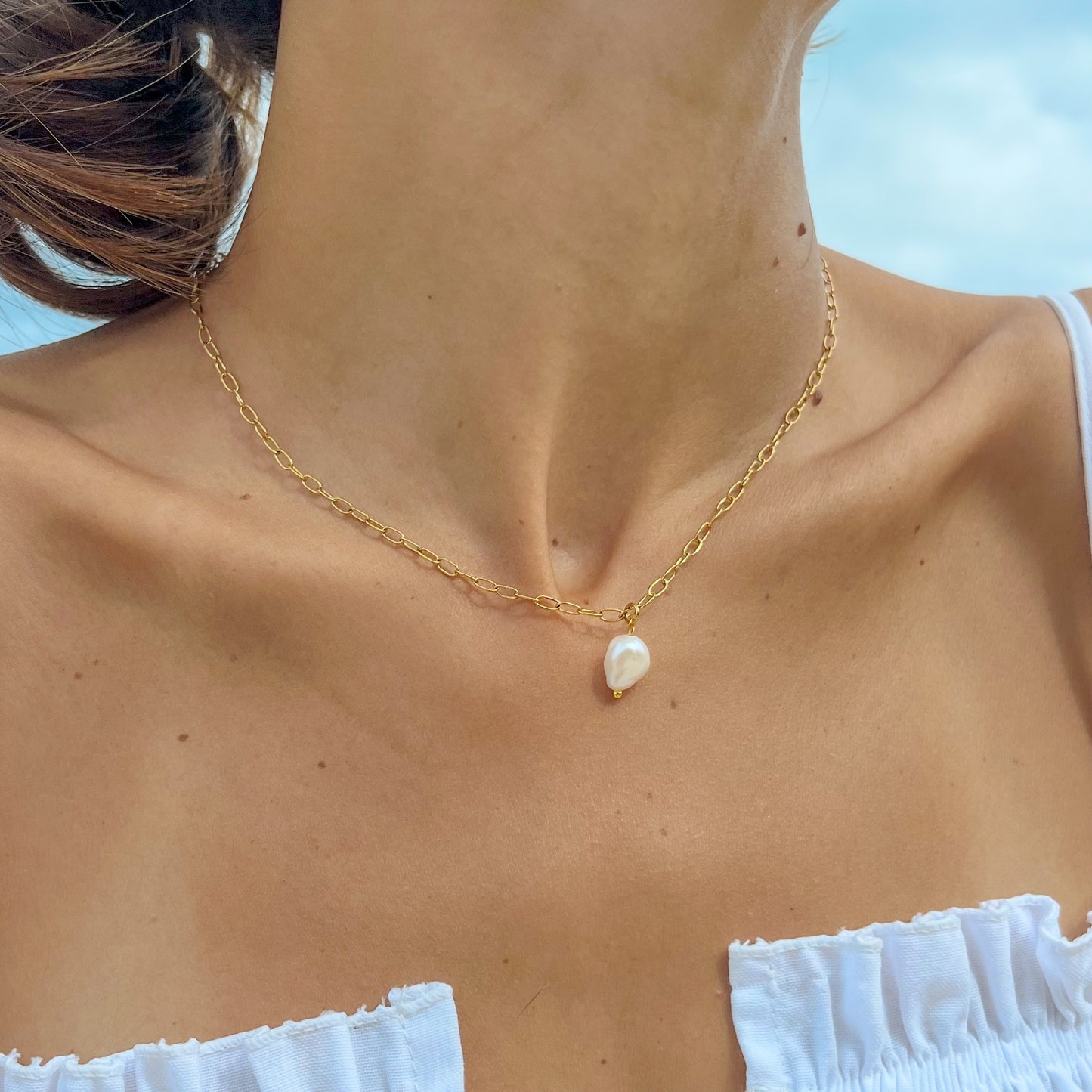 Freshwater Pearl Golden Necklace