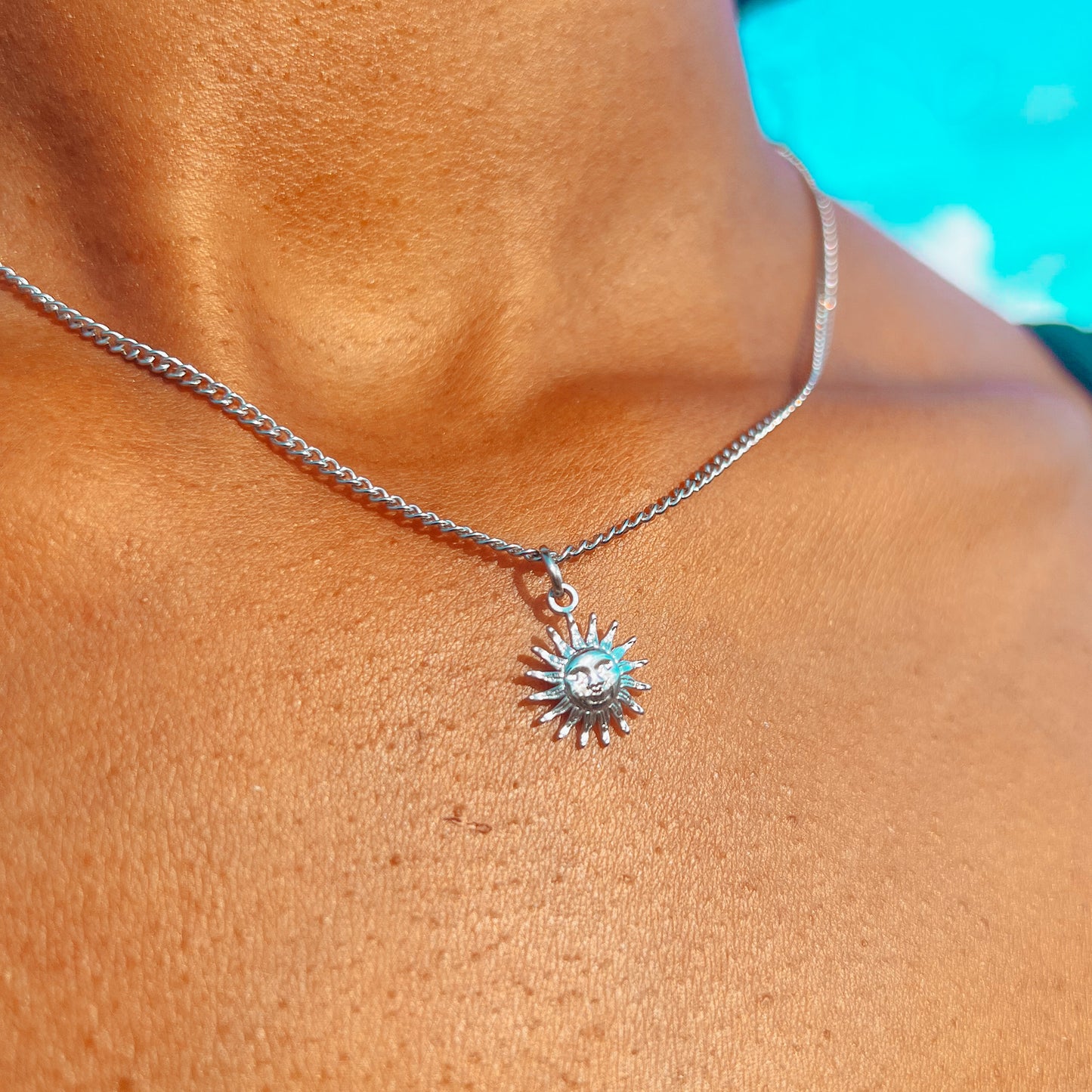 Silver sun necklace