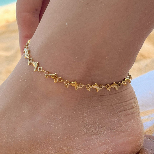 Dolphin golden anklet