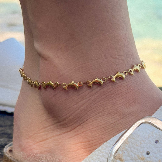Dolphin golden anklet