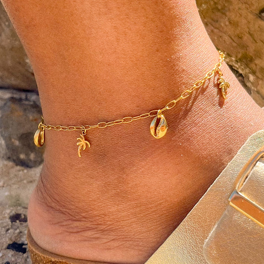 Palm & Shell golden anklet