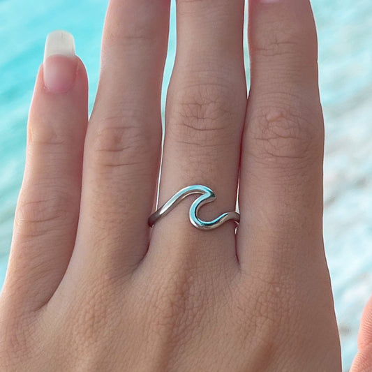 Wave silver ring